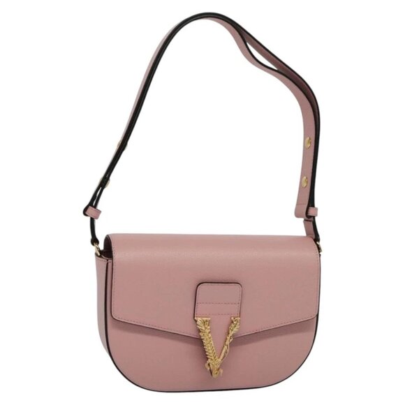 VERSACE Shoulder Bag Leather Pink Gold Auth 114696V - Picture 1 of 14